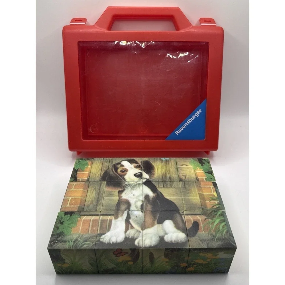 Ravensburger Farm Animals Six Sided Cube Blocks Puzzle With Carry Case 2006
